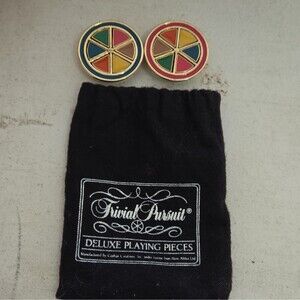 Trivial Pursuit Deluxe Metal Playing Pieces Gold/Multicolor Wedges & Tokens